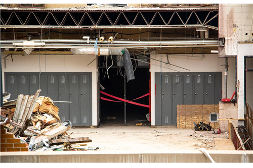 Image of room with lockers under construction 